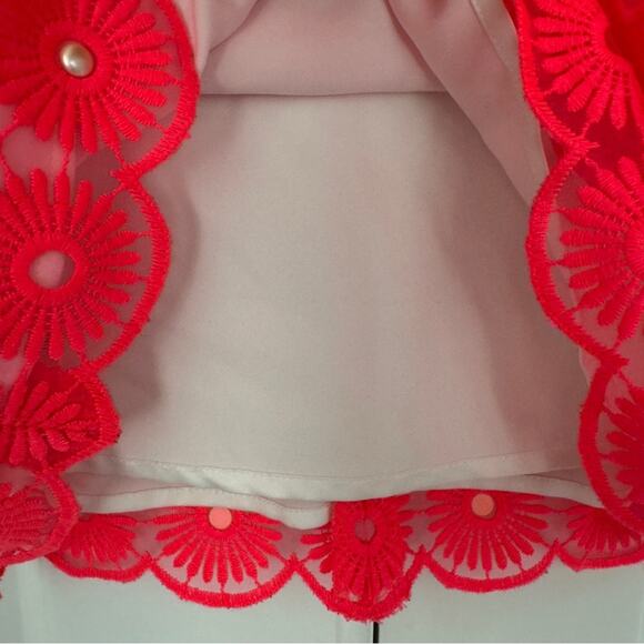 Lilly Pulitzer Fiesta Pink Floral Lace Pearl Bead Pinwheel Mini Dress Sleeveless - Picture 9 of 13